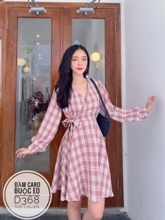 Bigsize Đầm caro buộc eo D368