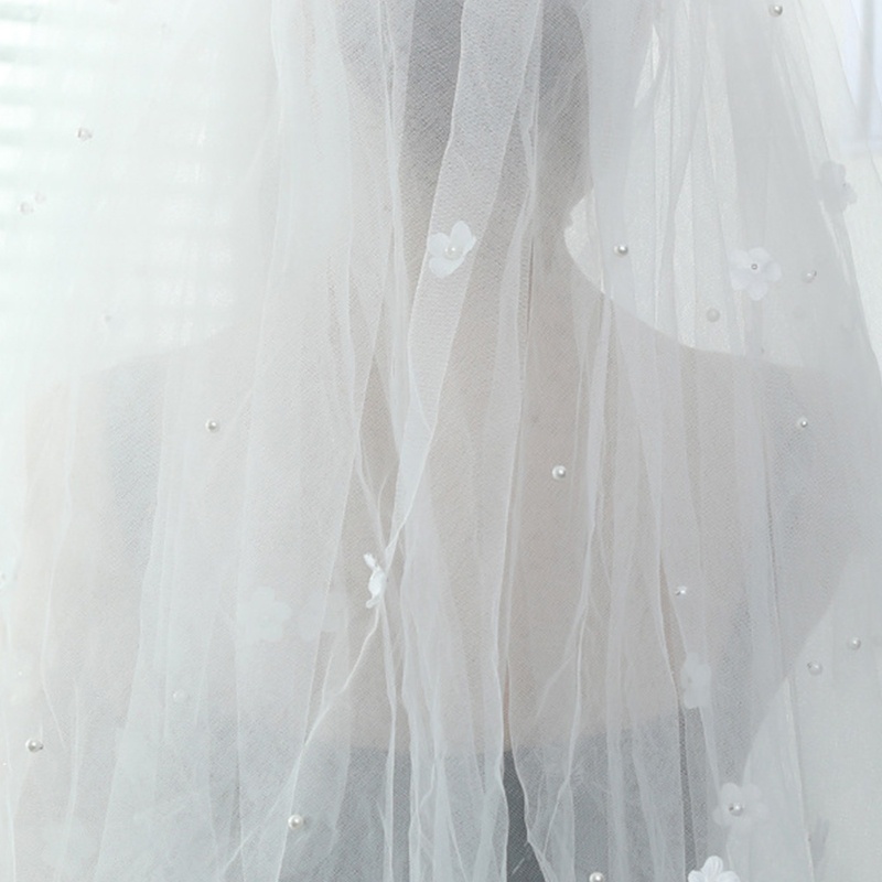 Mạng Che Mặt Vải Tuyn Ngắn 2 Tầng Đính Hoa Và Lược Cài Tóc Dễ Sử Dụng Cho Cô Dâu Trong Ngày Cưới