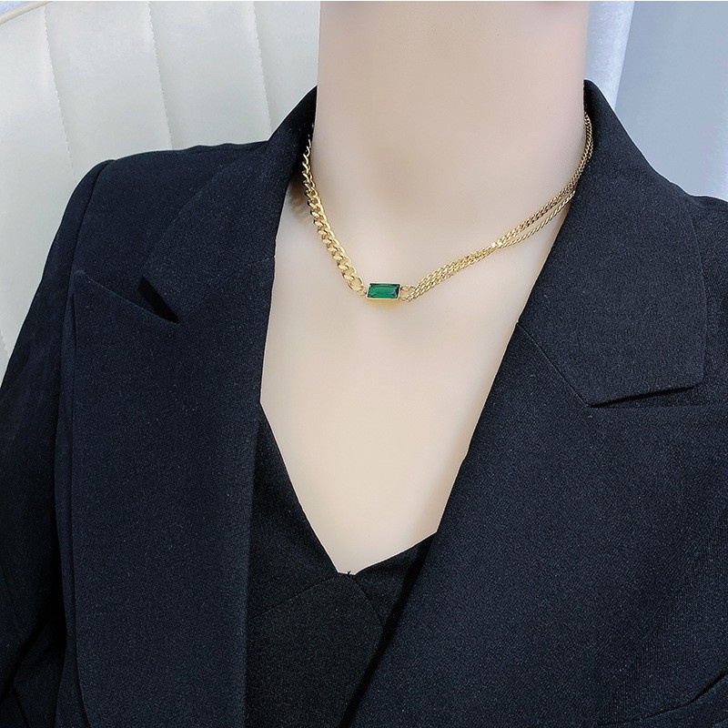 Dây chuyền kim loại mạ vàng 18k hai lớp phong cách thời trang âu mỹ