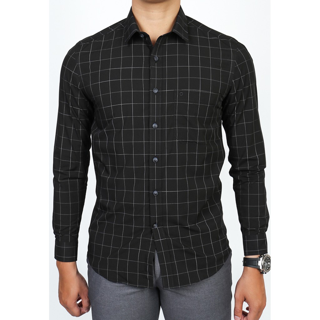 Áo sơmi nam dài tay Owen chất Bamboo dáng Slimfit màu đen - AS91296DT