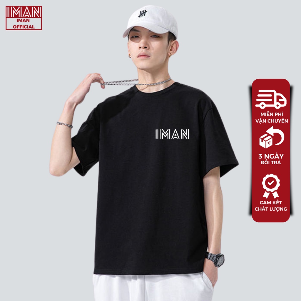 Áo thun unisex nam nữ IMAN form rộng, áo phông tay lỡ form rộng chất cotton mát mịn thấm hút mồ hôi