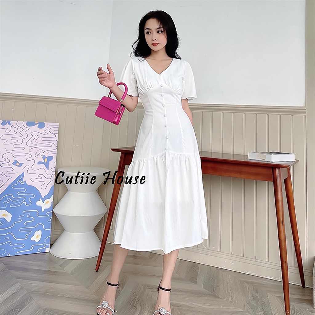 CÓ BIGSIZE - ĐẦM MIDI NÚT BỌC ĐUÔI CÁ