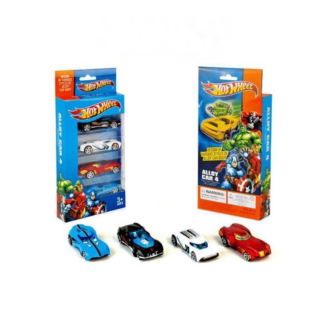 Bộ 4 xe đua mô hình Hotwheel bằng Kim Loại - Đồ chơi xe đua SIÊU BỀN cho bé