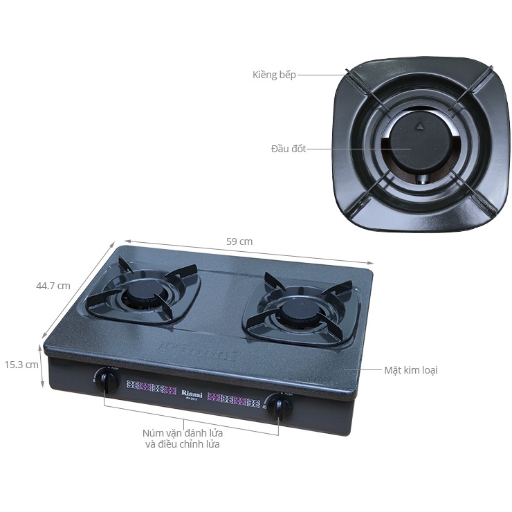 Bếp ga đôi Rinnai RV-2615 - Ngọn lửa xanh - Tiết kiệm gas -Hàng chính hãng STORE