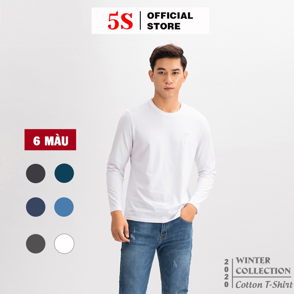 Áo Thun Nam Dài Tay Cổ Tròn 5S (6 màu), Chất Cotton Siêu Mát, Co Giãn Cực Tốt, Phom Ôm Trẻ Trung Năng Động