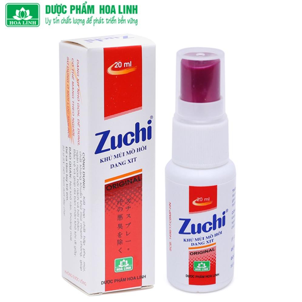 Xịt Khử Mùi Zuchi Original 20ML DƯỢC PHẨM HOA LINH - Dạng Xịt Khô Nhanh, Không Dính Bẩn, Không Gây Kích Ứng Da