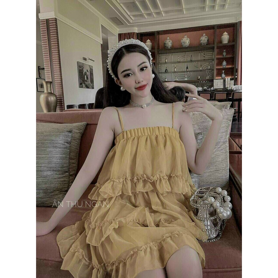Đầm tiểu thư công chúa, đầm maxi 2 dây voan 3 tầng , đầm ngắn voan bèo xoè dễ thương đi chơi đi biển siêu xinh