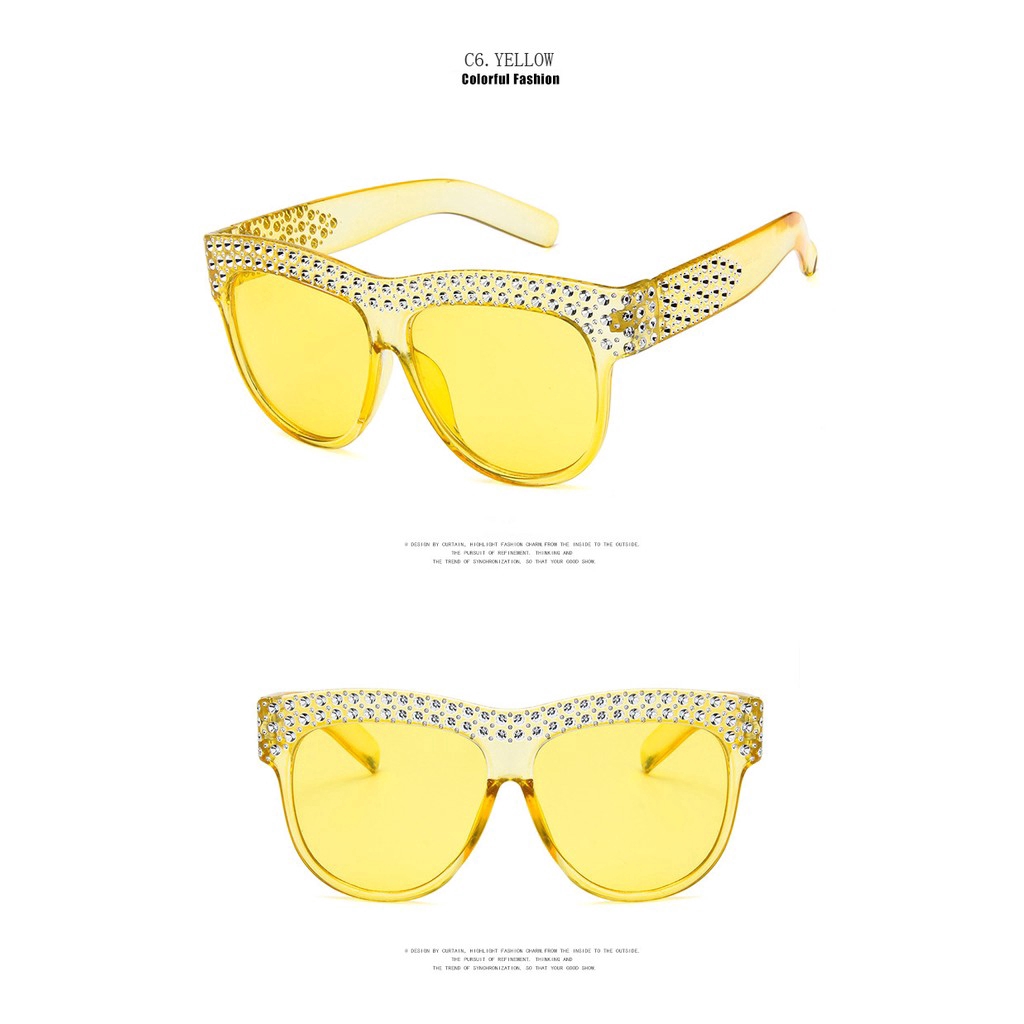 Kính mát gọng vuông đính kim cương thời trang cho nữ Samjune