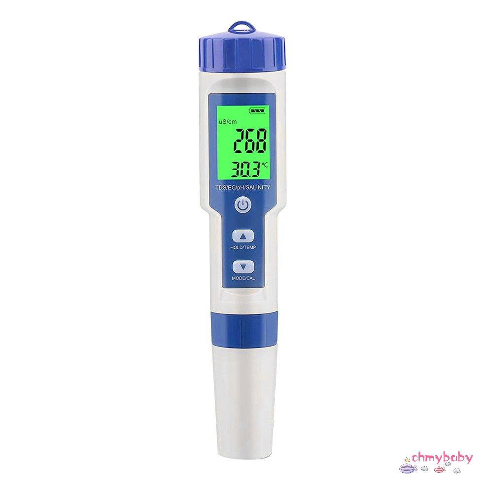 Máy đo nhiệt độ độ mặn 5 trong 1 TDS EC PH Máy đo kỹ thuật số Độ chính xác cao Bút thử [8/6]