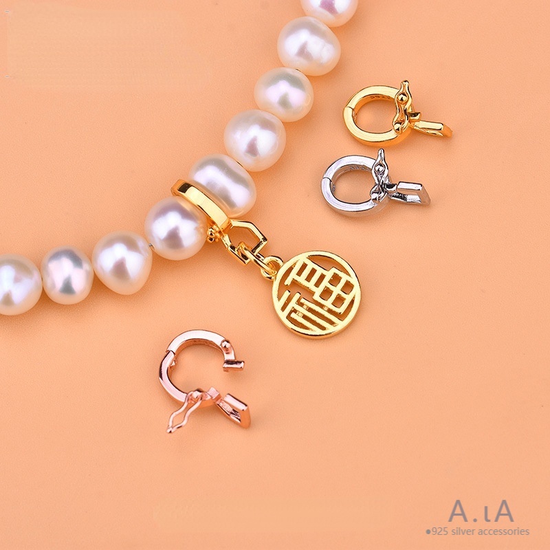 █diy゜ S925 Bạc●Mặt Dây Chuyền Bạc S925 Có Khóa Cơ Học diy