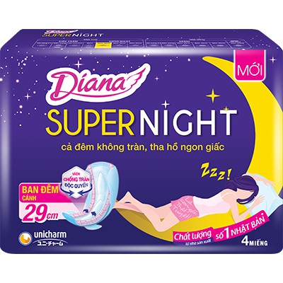 Băng vệ sinh Diana SUPER NIGHT 29cm (04 miếng)