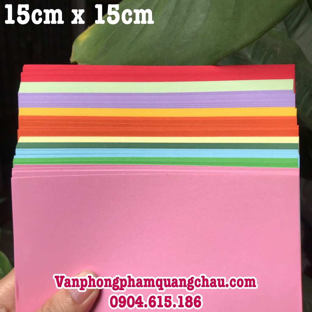 GIẤY ORIGAMI 2 MẶT 1 MÀU (size 15cm x 15cm và 20cm x 20cm) - 100 tờ