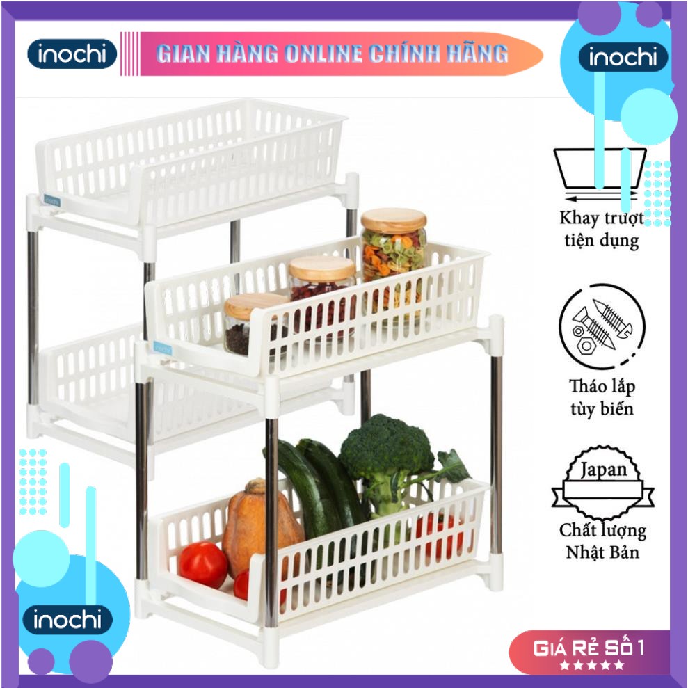Kệ trượt, kệ đựng gia vị 2 tầng đa năng Inochi (VUI LÒNG IB SHOP ĐỂ CHỌN MÀU HIỆN CÓ)