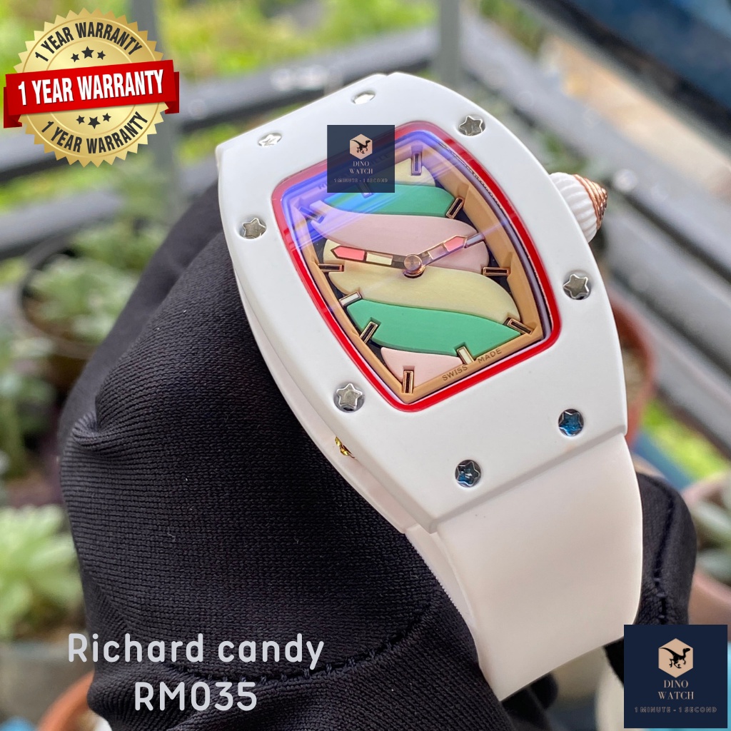 Đồng Hồ Nữ RM035 Richard Cotton Candy Rose Gold - Dây Cao Su - Màu Trắng , Size 32x45mm