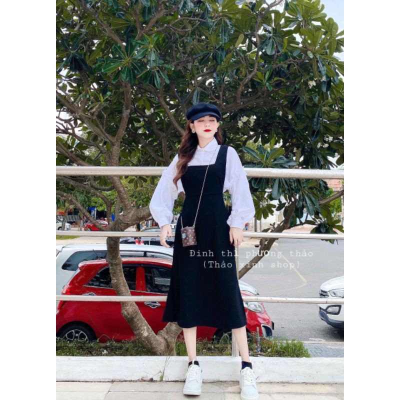 Sét váy yếm kèm áo sơ mi tiểu thư siêu xinh ( ảnh thật) | BigBuy360 - bigbuy360.vn