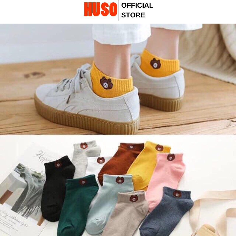 Set 10 Đôi Tất Gấu Nữ Dễ Thương Kèm Túi