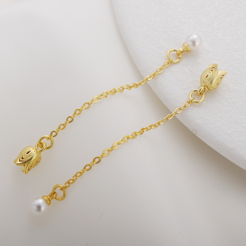 Khuyên Tai Ngắn Xỏ Hạt Method Màu Vàng Đồng Hình Cá Chép Làm Trang Sức Thủ Công