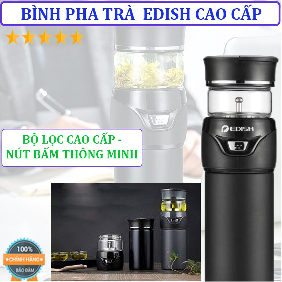 Bình pha trà giữ nhiệt, Bình pha trà Edish (450ml) Có Màng Lọc - Bảo hành 1 ĐỔI 1