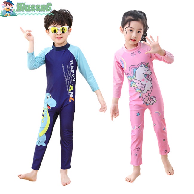 Bộ Đồ Bơi Dài Tay Chống Nắng Họa Tiết Hoạt Hình Cho Bé Từ 3-11 Tuổi