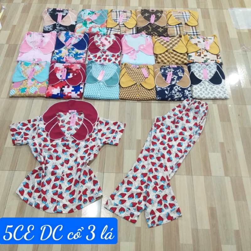 bộ pijama mango cộc tay q dài cổ sen 3 lá