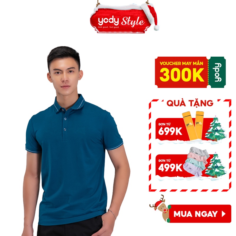 Áo polo nam Pima kẻ viền YODY áo thun lạnh co dãn đàn hồi thấm hút tốt - APM3013