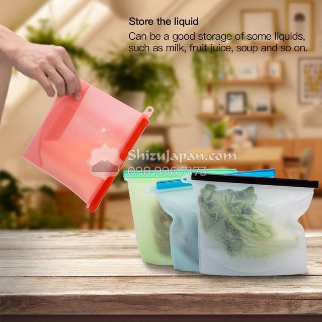 Túi Zip Silicon Thực Phẩm Tái Sử Dụng Thân Thiện Với Môi Trường - 1000ml/1500ml - Nhiều Màu