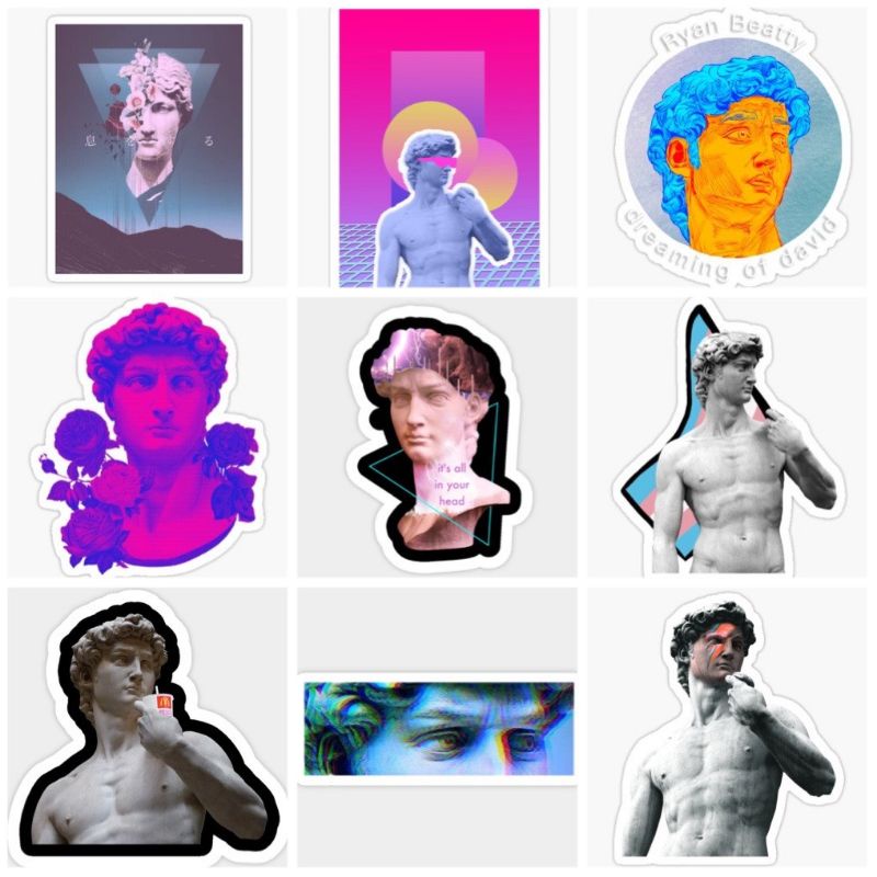 10-60 hình dán Stickers Tượng David Michelangelo decal