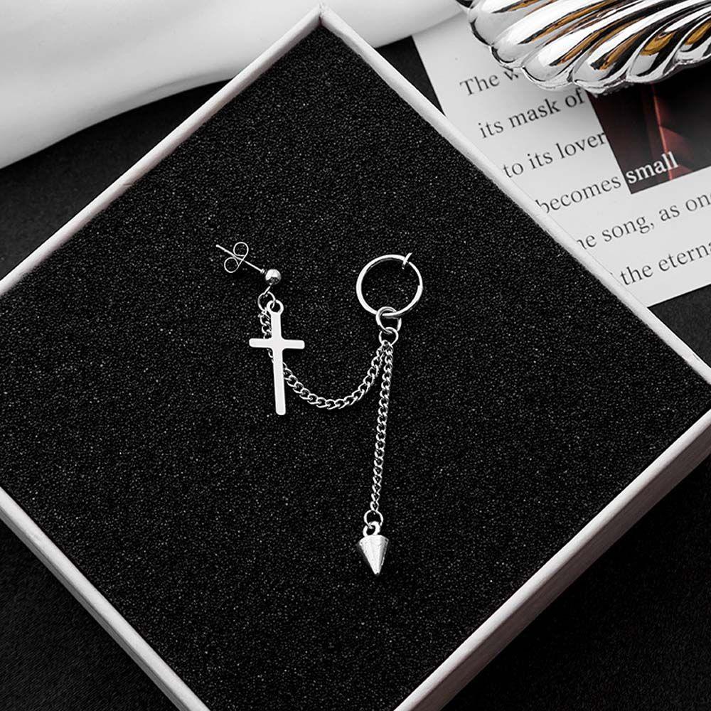 Epoch Bông Tai Dạng Kẹp Hình Thánh Giá Bằng Thép Không Gỉ Phong Cách Gothic Đơn Giản Cho Nam Và Nữ