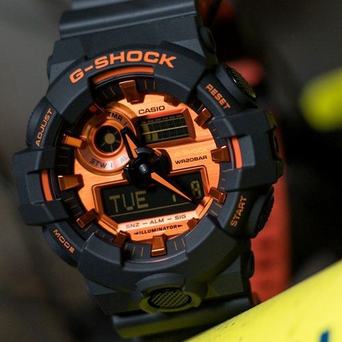 Đồng hồ nam Casio G Shock GA-700BR-1ADR Dây Nhựa Hai Màu Đen Cam - Chống Sốc