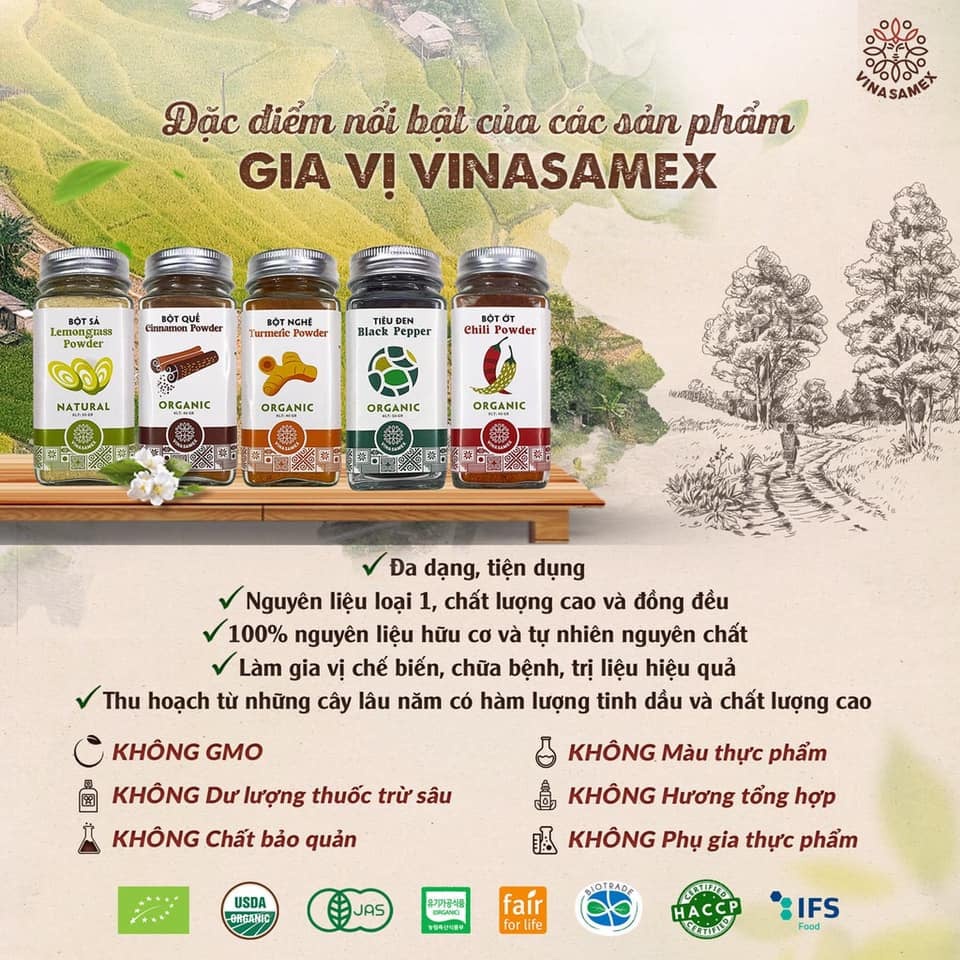 Bột tỏi hữu cơ Vinasamex, bột gia vị thảo mộc nấu ăn cho bé - Mint ăn dặm