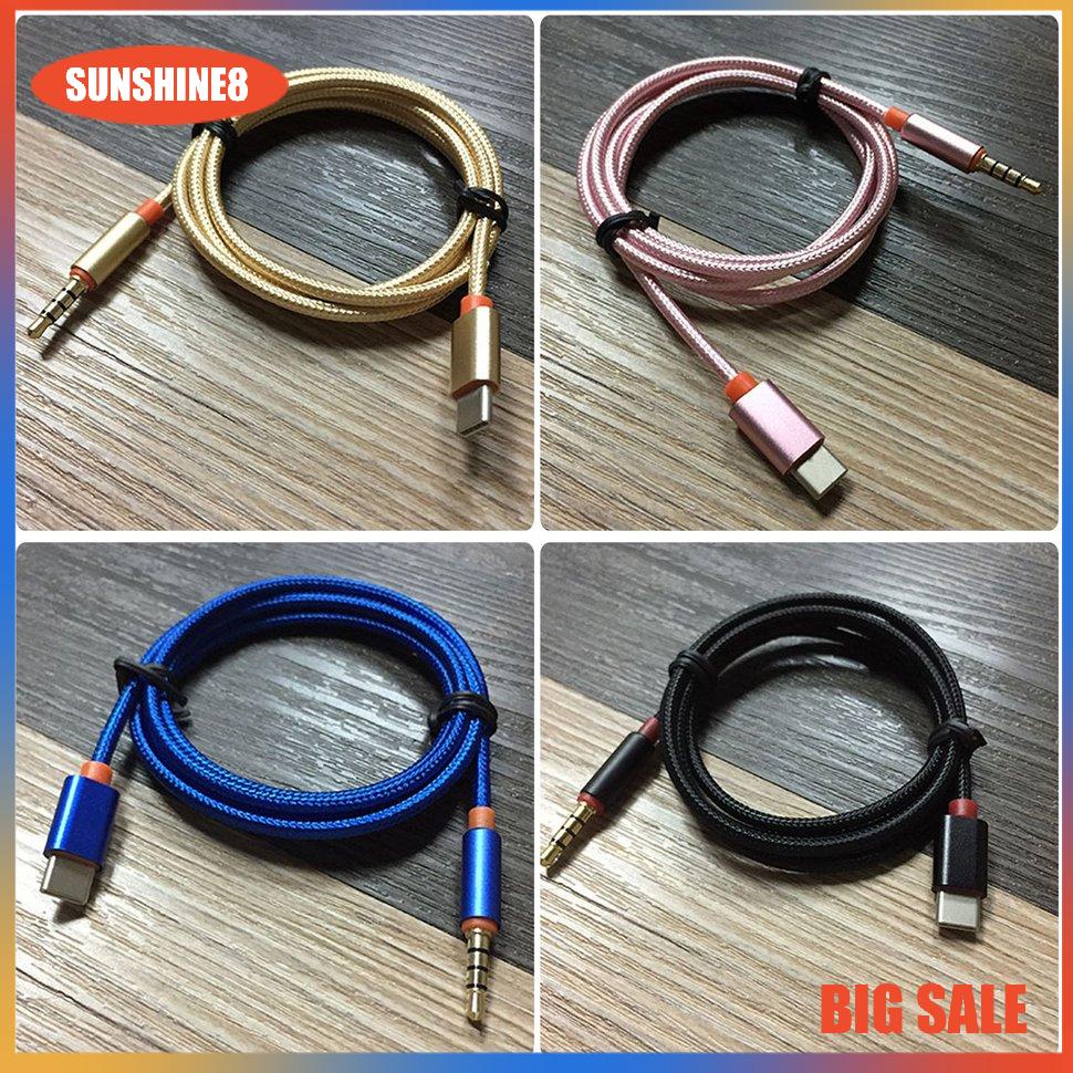 【SUN】[NEW]USB Type C to 3.5mm Audio Aux Jack Adapter USB C Male to 3.5mm Male Cable