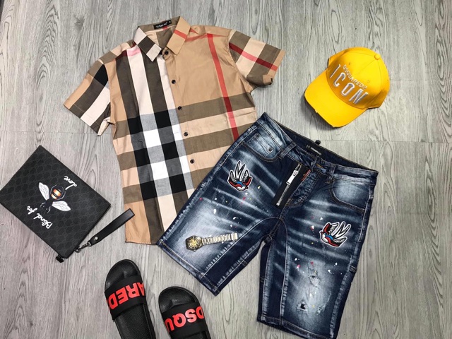 Áo sơ mi bbr nam tay ngắn kẻ sọc chất co dãn thời trang. | BigBuy360 - bigbuy360.vn