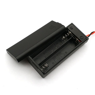 Hard Plastic 2 x AAA Battery Storage Holder Case Box with Switch Cover Wire