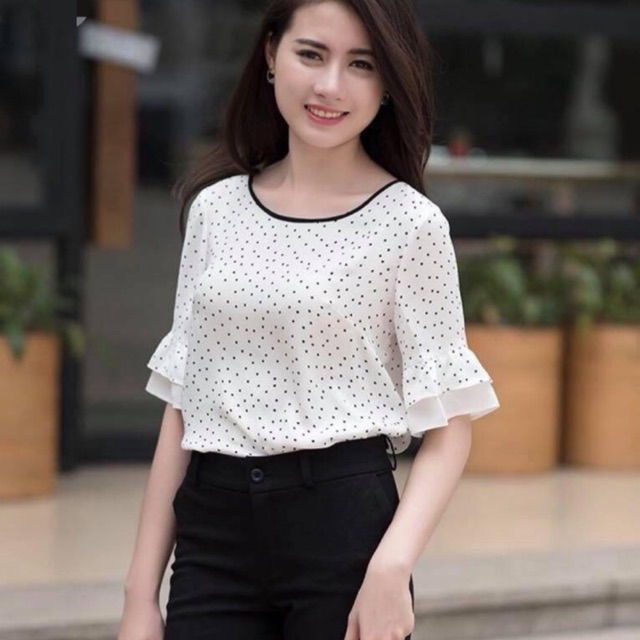 Ao so mi chấm bi