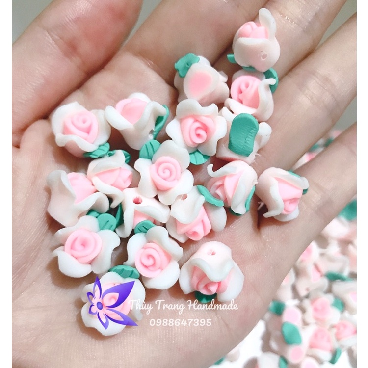 Charm hoa hồng làm vòng tay, hoa tai trang sức handmade