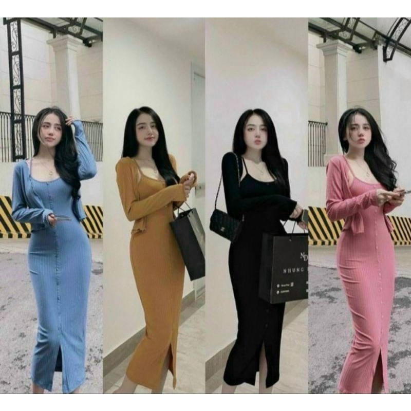 [SIÊU HOT] Đầm Maxi hai dây yếm hở lưng dáng dài kèm mút ngực 3 màu đen , đỏ và nude XQ19321