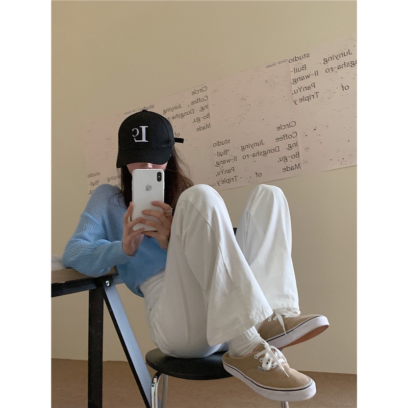 Xiaozhainv Quần Jean Nữ Ống Rộng Lưng Cao Phong Cách Vintage Hàn Quốc | BigBuy360 - bigbuy360.vn