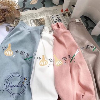 Áo thun thêu hình củ hành