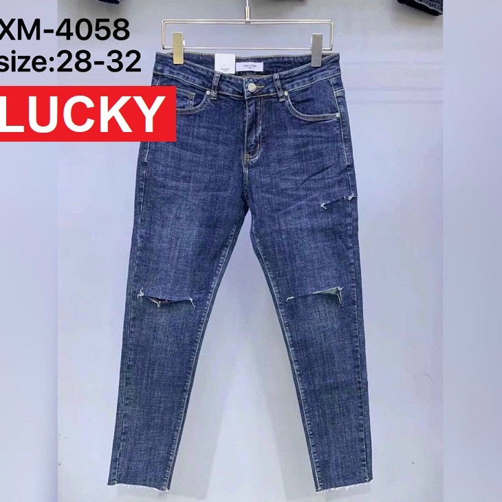 quần jean nam chất bò xanh rách gối cao cấp co giãn mẫu mới ra lò VS4058 LUCKY SHOP