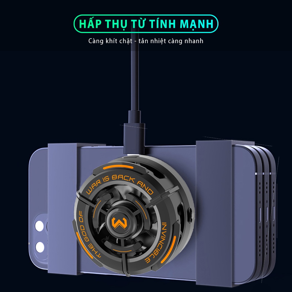 Quạt tản nhiệt điện thoại sò lạnh MEMO CX02 nam châm từ tính gaming đèn led RGB dùng được tablet chơi game mobile