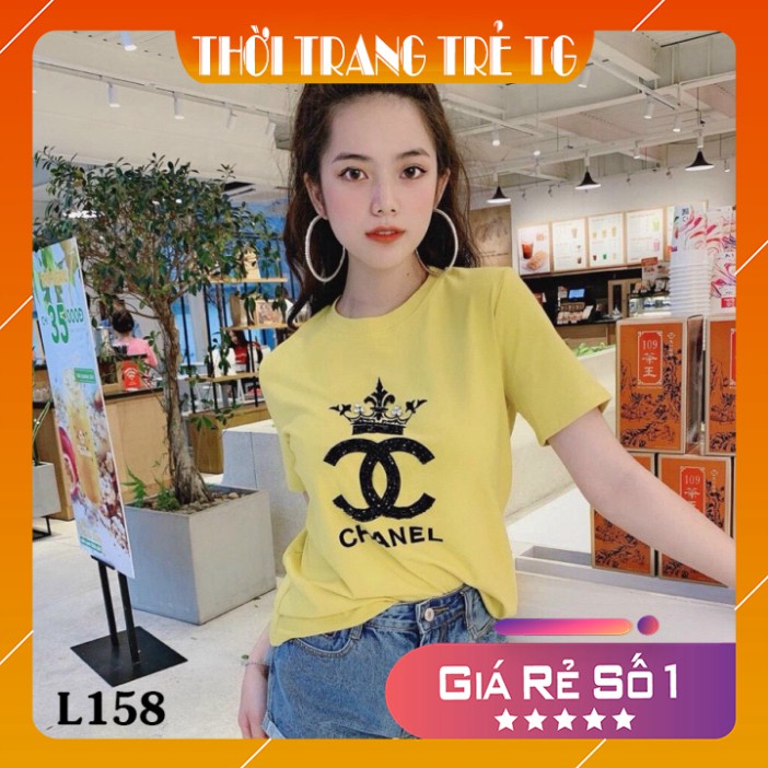 Áo thun 𝑭𝒓𝒆𝒆𝒔𝒉𝒊𝒑 Áo phông form rộng dáng Unisex L158 mặc cặp, nhóm, lớp in logo CN vương miện