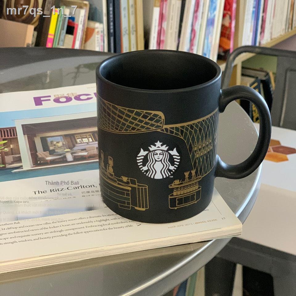 ๑ ♛Starbucks phong cách trong cốc Hàn Quốc phiên bản giới hạn ngày lễ sáng tạo món quà đổi màu gốm sứ đen nước