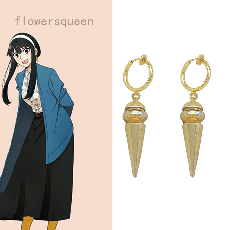 flowersqueen 1 Cặp Khuyên Tai Anime SPY×FAMILY Đục Lỗ Không Đục Lỗ