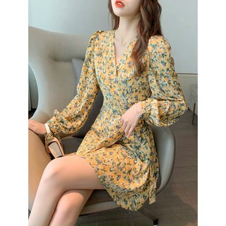 Đầm voan hoa tay dài cổ tym đơn giản nhẹ nhàng TTSA1070