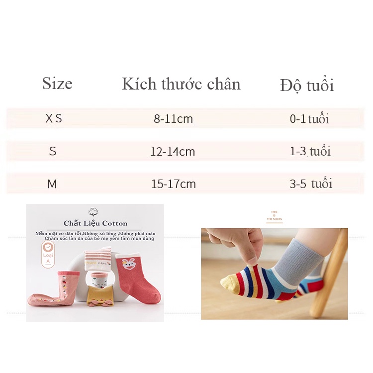 Tất trẻ em,Tất cho bé sơ sinh cotton không xù lông nhiều màu sắc