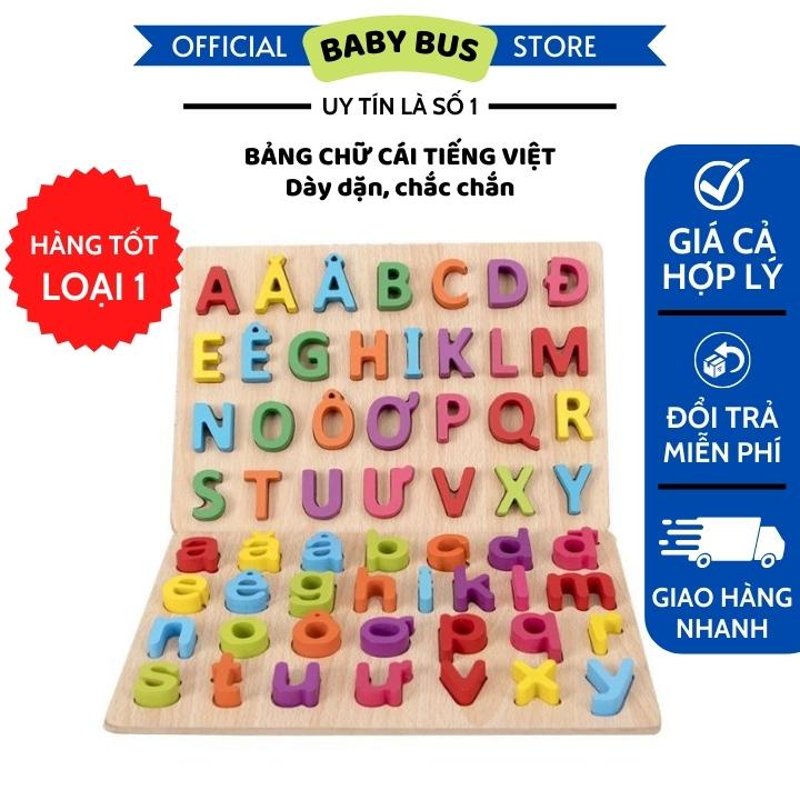 Đồ chơi giáo dục thông minh - Bộ bảng chữ cái tiếng Việt nổi, chữ số, phép tính bằng gỗ cho bé từ 2 đến 5 tuổi