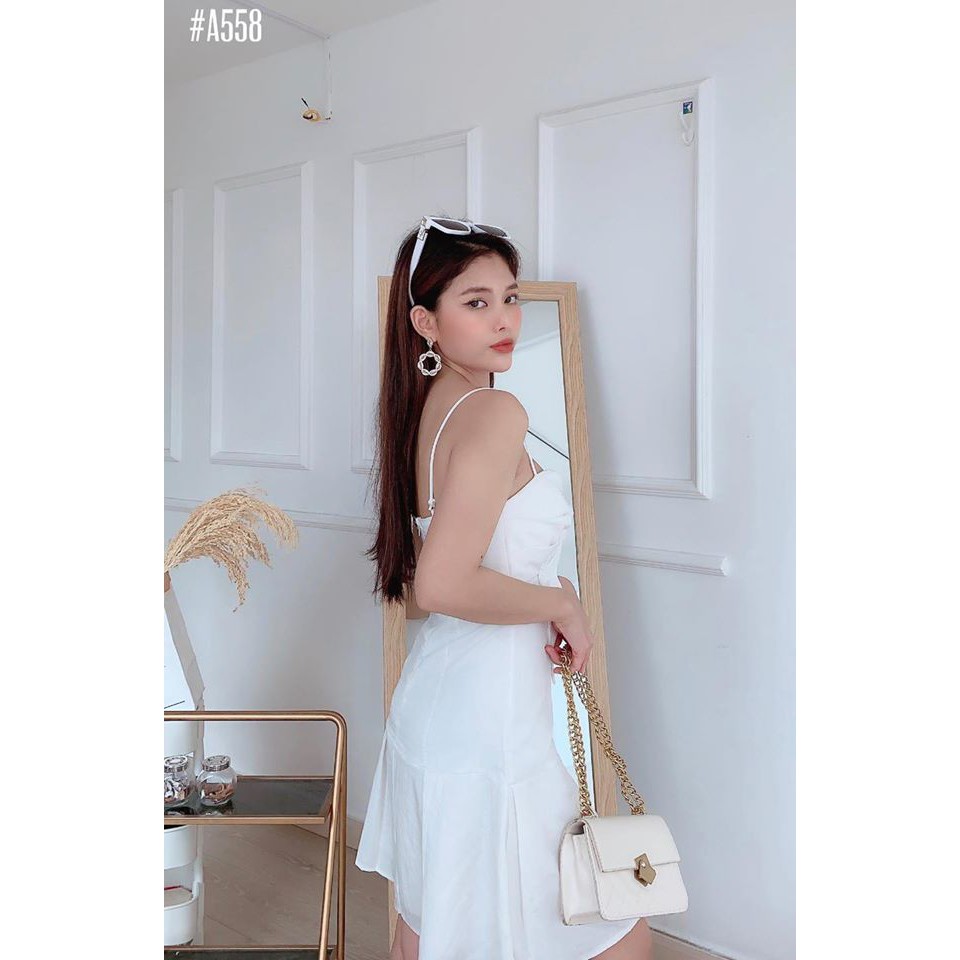 Đầm maxi 2 dây xoắn ngực dễ thương Wan Dress