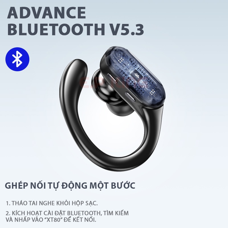 Lenovo XT80 Tai nghe thể thao không dây Bluetooth 5.3 chính hãng có móc micrô âm thanh nổi HiFi