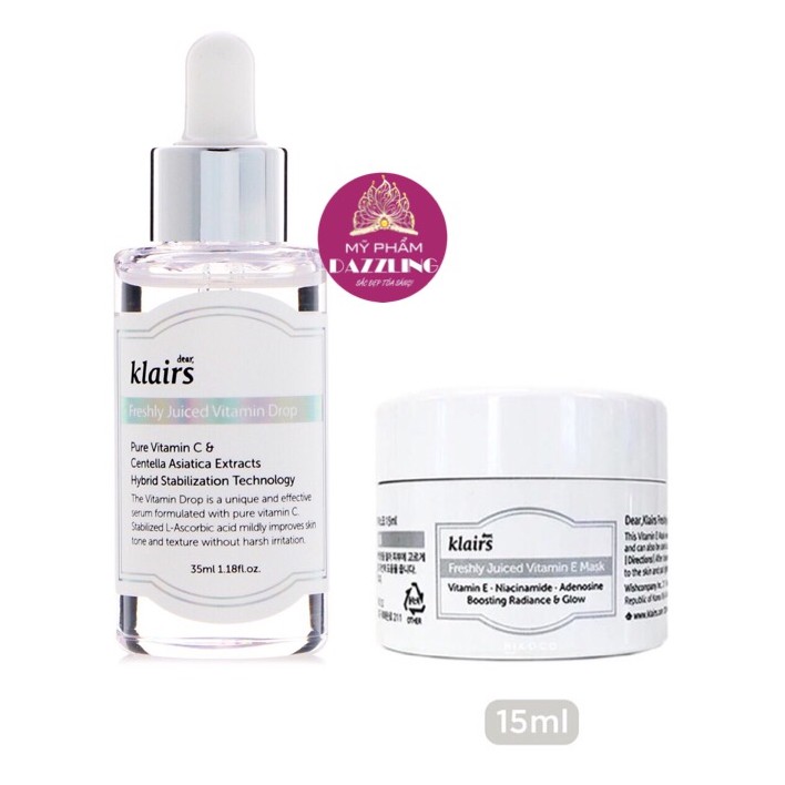 [Mã 2611TIEUDUNG100K giảm 8% đơn 500K] COMBO Serum Vitamin C + Kem Dưỡng Klairs Freshly Juiced Vitamin E Chính Hãng | BigBuy360 - bigbuy360.vn