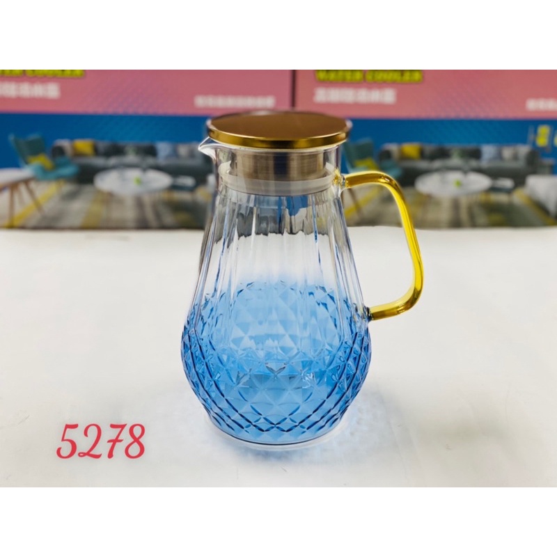 Bình nước thủy tinh xanh ngọc 1.5L cao cấp nắp inox